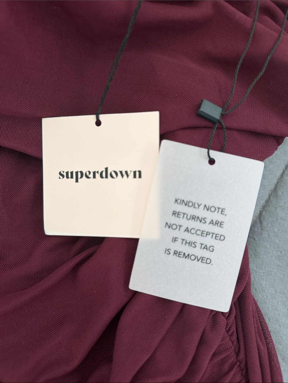 superdown Burgundy Mesh Ruched Maxi Dress - NWT - Picture 3 of 3